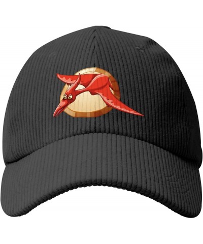 Dinosaur Round Button Baseball Cap for Men Women Caps Trucker Hats Corduroy Hat Black $9.96 Baseball Caps