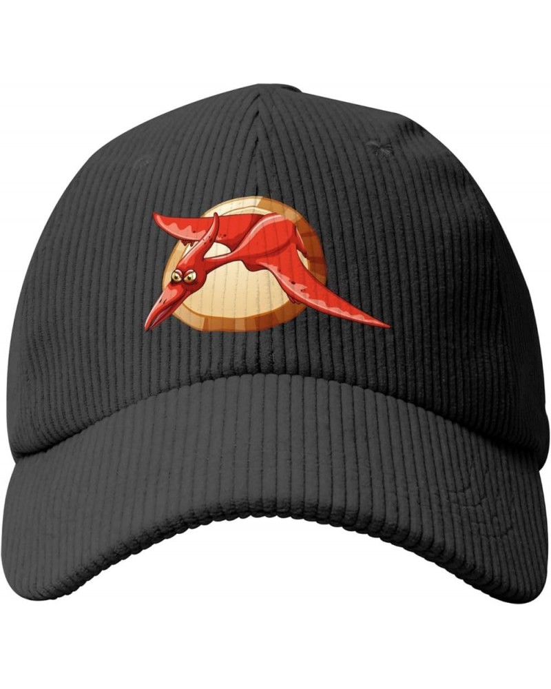 Dinosaur Round Button Baseball Cap for Men Women Caps Trucker Hats Corduroy Hat Black $9.96 Baseball Caps