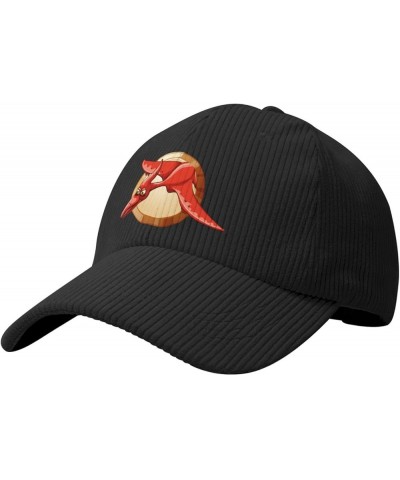 Dinosaur Round Button Baseball Cap for Men Women Caps Trucker Hats Corduroy Hat Black $9.96 Baseball Caps