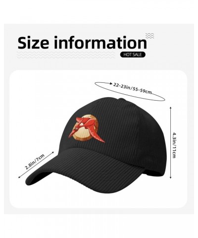 Dinosaur Round Button Baseball Cap for Men Women Caps Trucker Hats Corduroy Hat Black $9.96 Baseball Caps