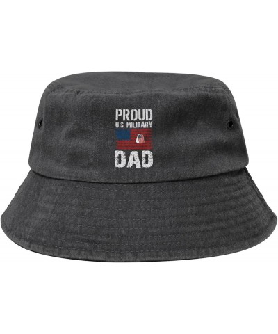 Proud U S Military Dad USA Flag Bucket Hat for Women Men Summer Travel Sun Hat Outdoor Cap Funny Bucket Hats Black $11.48 Buc...