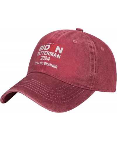 Biden-Fetterman-2024-It's-A-No-Brainer-Political Cowboy hat Women Baseball Cap Men Hats Dad Hat Trucker hat Black Red $9.13 B...