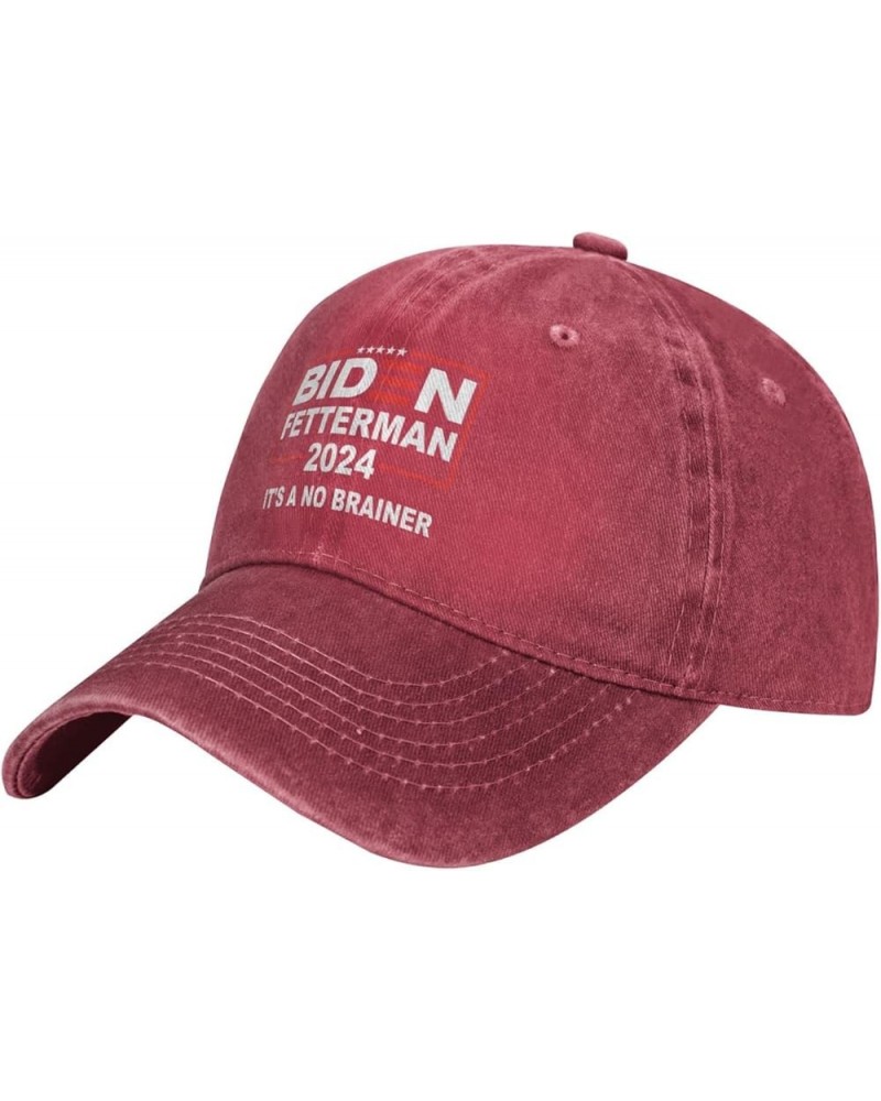 Biden-Fetterman-2024-It's-A-No-Brainer-Political Cowboy hat Women Baseball Cap Men Hats Dad Hat Trucker hat Black Red $9.13 B...