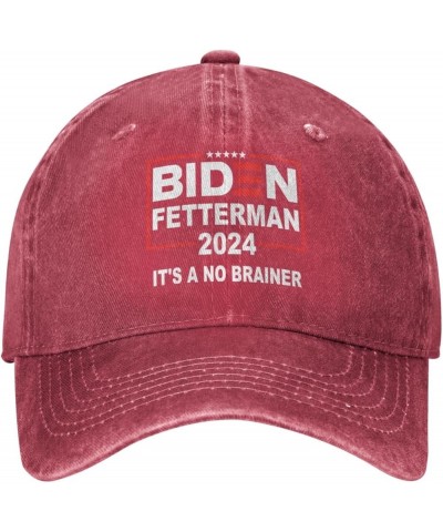 Biden-Fetterman-2024-It's-A-No-Brainer-Political Cowboy hat Women Baseball Cap Men Hats Dad Hat Trucker hat Black Red $9.13 B...