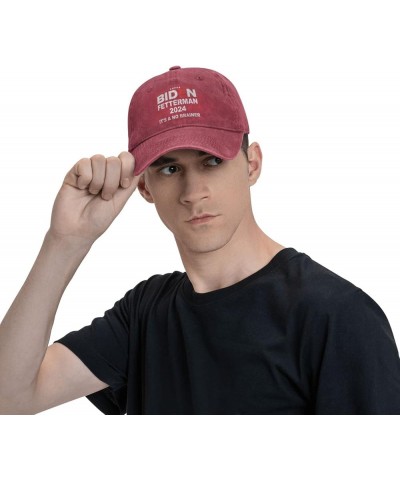 Biden-Fetterman-2024-It's-A-No-Brainer-Political Cowboy hat Women Baseball Cap Men Hats Dad Hat Trucker hat Black Red $9.13 B...