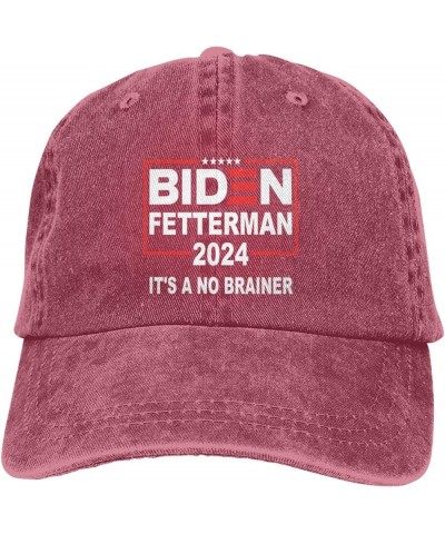 Biden-Fetterman-2024-It's-A-No-Brainer-Political Cowboy hat Women Baseball Cap Men Hats Dad Hat Trucker hat Black Red $9.13 B...