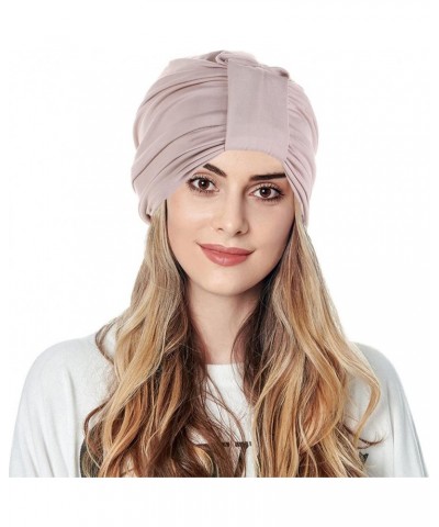 Women Knot Fashion Pleated Turban Cap Headwrap Sleep Hat Muslim Hijib Khaki $8.48 Skullies & Beanies