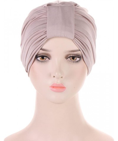 Women Knot Fashion Pleated Turban Cap Headwrap Sleep Hat Muslim Hijib Khaki $8.48 Skullies & Beanies