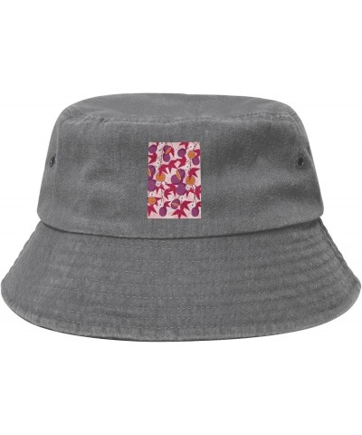 Passion Fruit Seamless Pattern Bucket Hat for Men Women Outdoor Washed Cotton Sun Hats Travel Beach Hat Gray $14.35 Bucket Hats