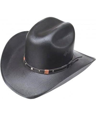 Traditional Rodeo Straw Cowboy Hat Diamond Holes Black Black $23.52 Cowboy Hats