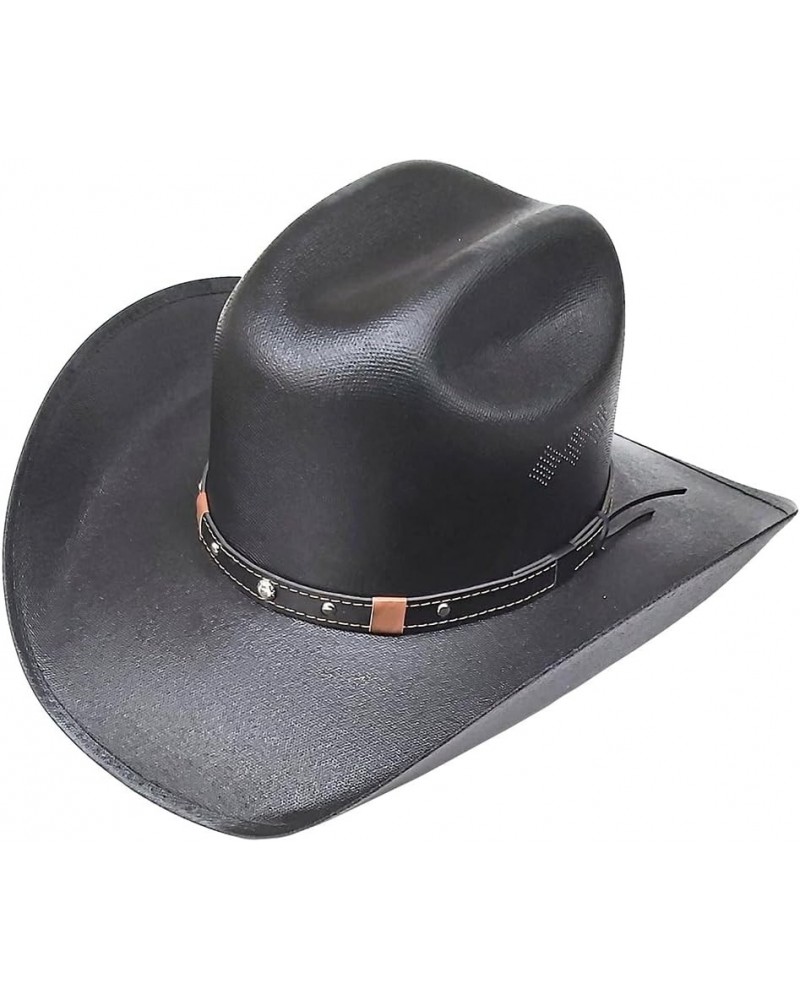 Traditional Rodeo Straw Cowboy Hat Diamond Holes Black Black $23.52 Cowboy Hats