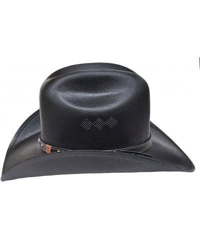 Traditional Rodeo Straw Cowboy Hat Diamond Holes Black Black $23.52 Cowboy Hats