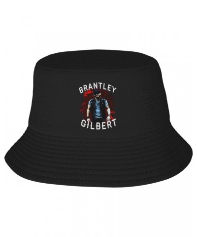 Brantley Music Gilbert Adult Fisherman Hat Unisex Fashion Print Bucket Hat Summer Beach Sun Cap Outdoor Black $11.51 Bucket Hats