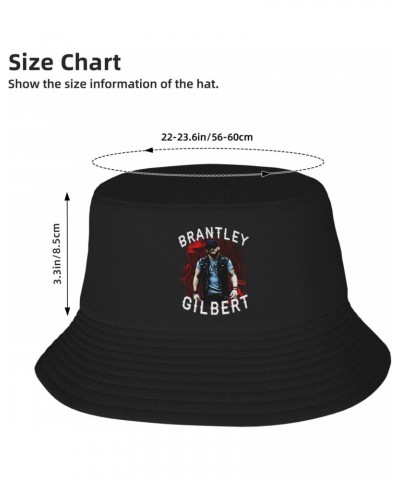 Brantley Music Gilbert Adult Fisherman Hat Unisex Fashion Print Bucket Hat Summer Beach Sun Cap Outdoor Black $11.51 Bucket Hats