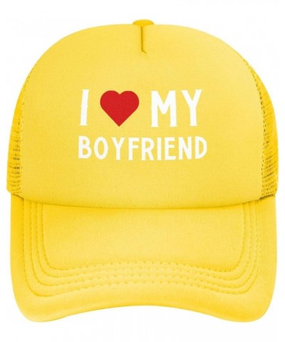 I Heart My Boyfriend Women's Baseball Hat Original Snapback Cap Adjustable Yellow $10.65 Baseball Caps