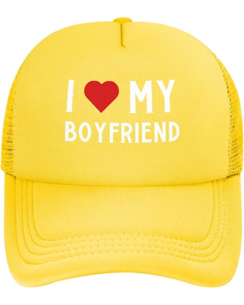 I Heart My Boyfriend Women's Baseball Hat Original Snapback Cap Adjustable Yellow $10.65 Baseball Caps