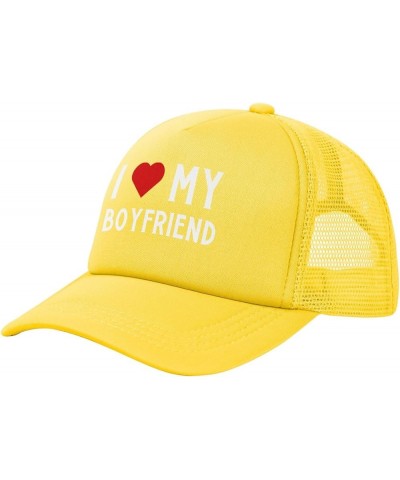 I Heart My Boyfriend Women's Baseball Hat Original Snapback Cap Adjustable Yellow $10.65 Baseball Caps