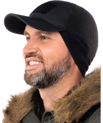 Mens Winter Hat with Earflaps and Visor - Warm Trucker Baseball Cap Hat Black Patch Panel $13.70 Baseball Caps