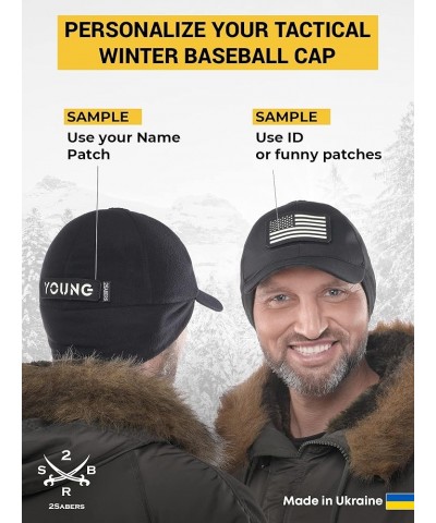 Mens Winter Hat with Earflaps and Visor - Warm Trucker Baseball Cap Hat Black Patch Panel $13.70 Baseball Caps