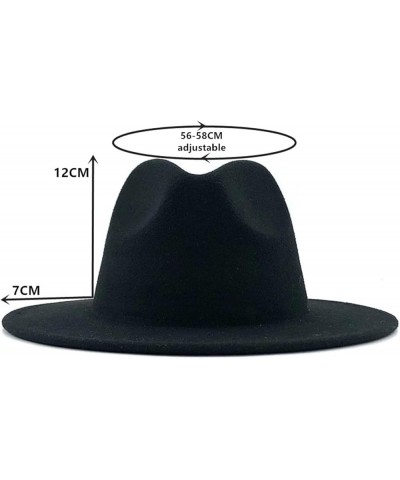 Women Men Wool Fedora Hats Casual Leather Belt Large Wide Brim Felt Hat Classic Formal Party Cap 59to61CM White $18.35 Fedoras