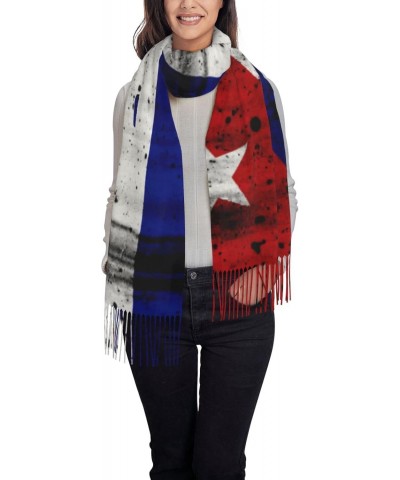 Grunge Cuban Flag Poncho Winter Large Scarf Shawl Bandana Neck Wrap For Women $12.09 Scarves