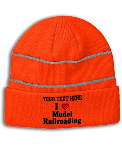 CustomReflective Beanie I (Love) Model Railroading Red Heart Hobbies Lovers Model-Building Acrylic 1 Size Neon Orange Persona...