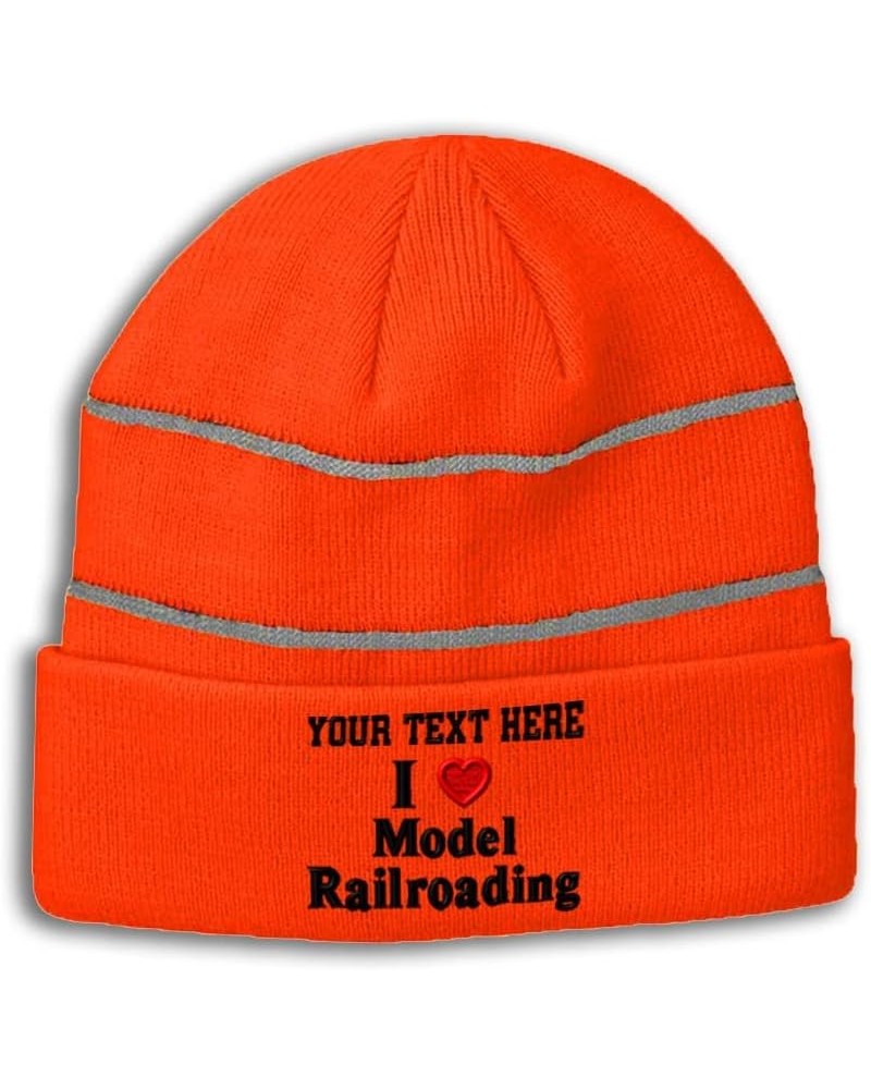 CustomReflective Beanie I (Love) Model Railroading Red Heart Hobbies Lovers Model-Building Acrylic 1 Size Neon Orange Persona...