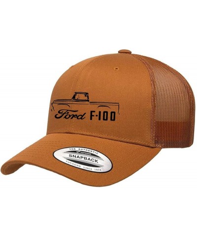 1957-60 Ford F100 Pickup Truck Fully Embroidered Yupoong 6606 Snapback Trucker Fitted Cap Caramel $15.62 Baseball Caps