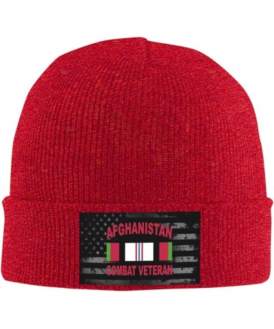 Afghanistan Combat Veteran Knit Hats Winter Warm Chunky Beanie Hat for Men Women Red $15.09 Skullies & Beanies