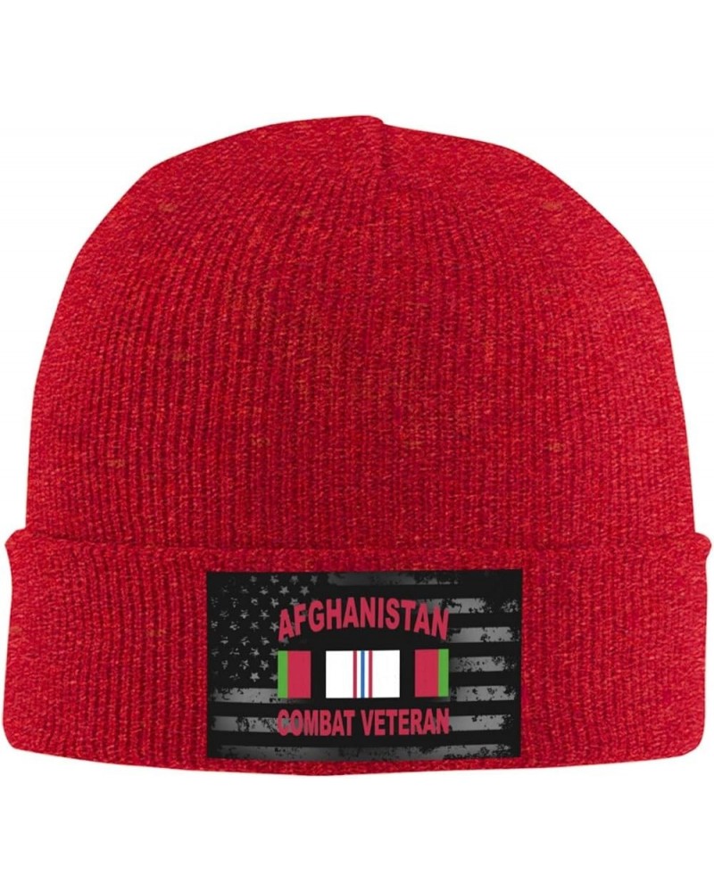 Afghanistan Combat Veteran Knit Hats Winter Warm Chunky Beanie Hat for Men Women Red $15.09 Skullies & Beanies