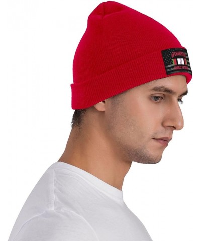 Afghanistan Combat Veteran Knit Hats Winter Warm Chunky Beanie Hat for Men Women Red $15.09 Skullies & Beanies