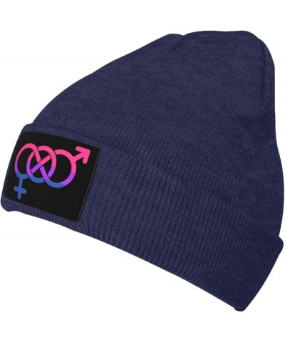 Winter Knit Hat Cap for Men Women, Bisexual Flag Symbol Daily Beanie Hat Unisex Warm Cuff Ski Skull Caps Black Navy Blue $11....