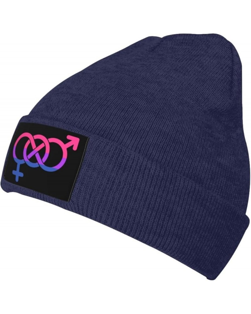 Winter Knit Hat Cap for Men Women, Bisexual Flag Symbol Daily Beanie Hat Unisex Warm Cuff Ski Skull Caps Black Navy Blue $11....