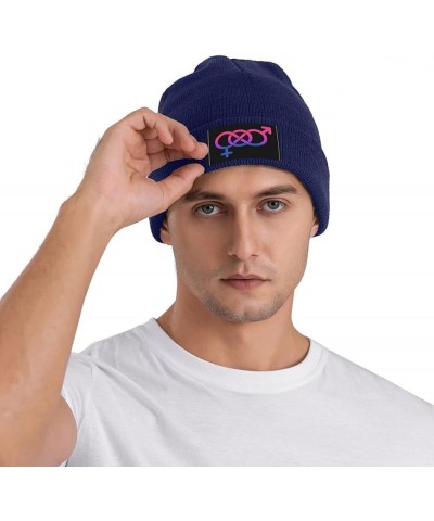 Winter Knit Hat Cap for Men Women, Bisexual Flag Symbol Daily Beanie Hat Unisex Warm Cuff Ski Skull Caps Black Navy Blue $11....