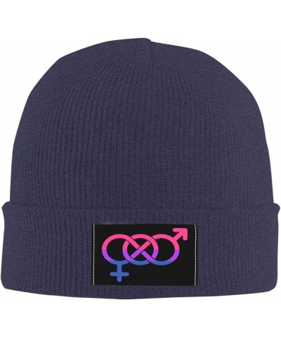 Winter Knit Hat Cap for Men Women, Bisexual Flag Symbol Daily Beanie Hat Unisex Warm Cuff Ski Skull Caps Black Navy Blue $11....