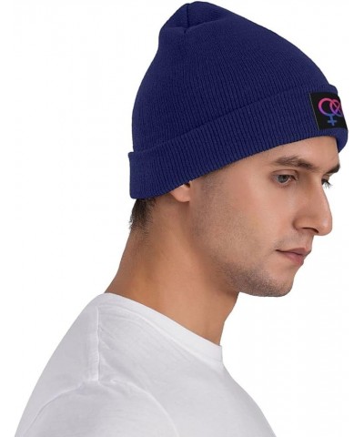 Winter Knit Hat Cap for Men Women, Bisexual Flag Symbol Daily Beanie Hat Unisex Warm Cuff Ski Skull Caps Black Navy Blue $11....