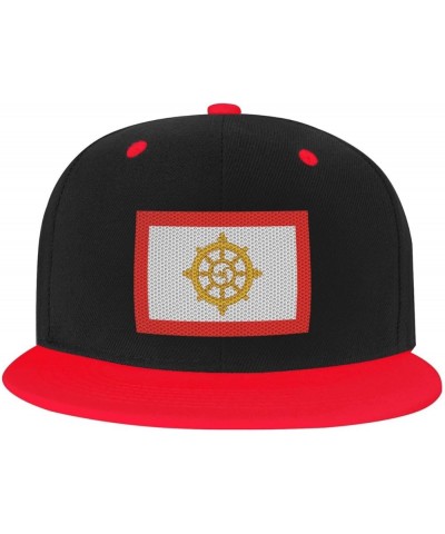 Flag of Sikkim Baseball Cap for Men Women Snapback Hat Adjustable Flat Bill Hats Red $12.36 Baseball Caps