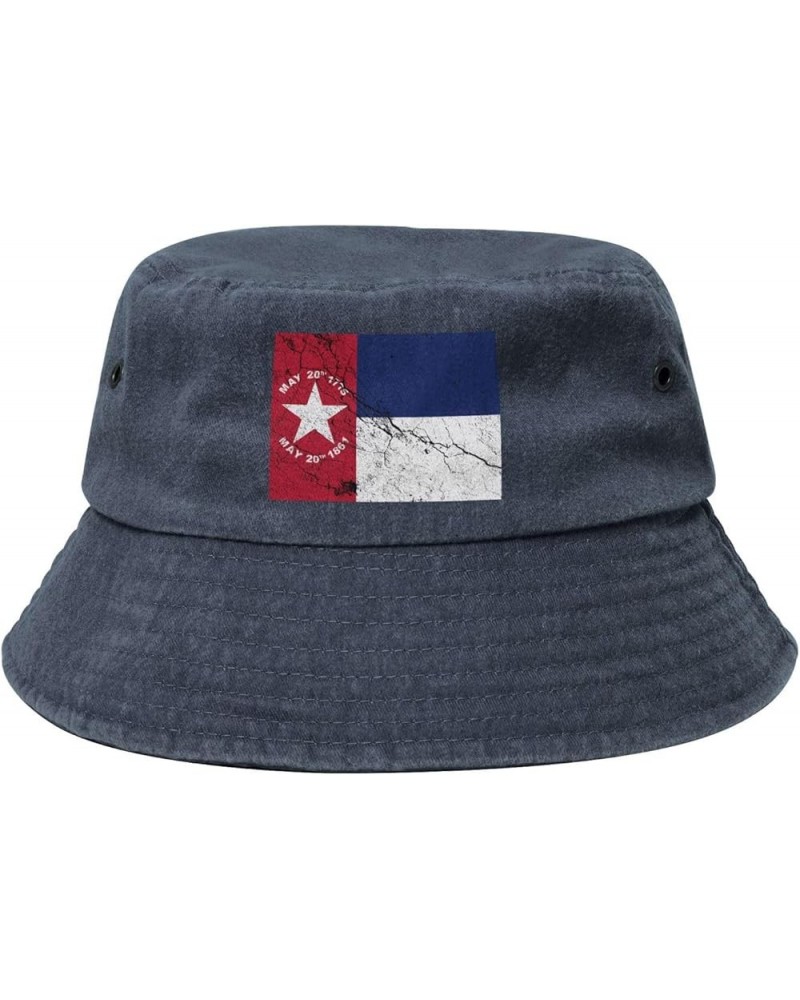 Flag of North Carolina Texture Effect Bucket Hat for Men Women Outdoor Washed Cotton Sun Hats Travel Beach Hat Navy Blue $12....