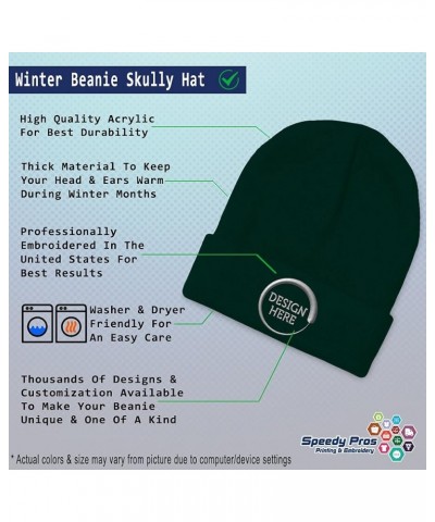 Custom Beanies for Men Scuba Diving Instructor B Embroidery Winter Hats for Women Acrylic Skull Cap 1 Size Forest Green Perso...