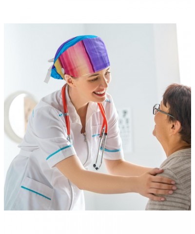 Working Cap with Hair Scrunchy, Ponytail Holder Scrub Hat, 1 Pack, Art Wooden Print $10.61 Skullies & Beanies