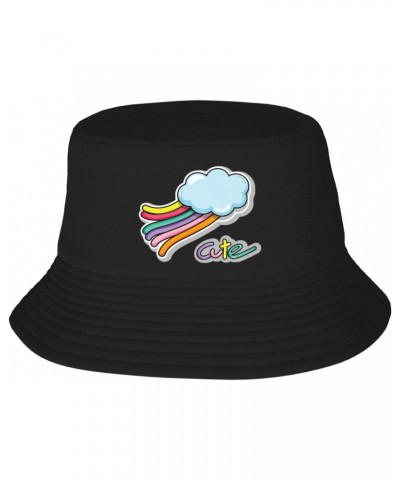 Lovely Clouds with Rainbow Bucket Hat for Women Men Bucket Hats Summer Sun Hats Beach Travel Fishing Golf Cap $12.91 Bucket Hats