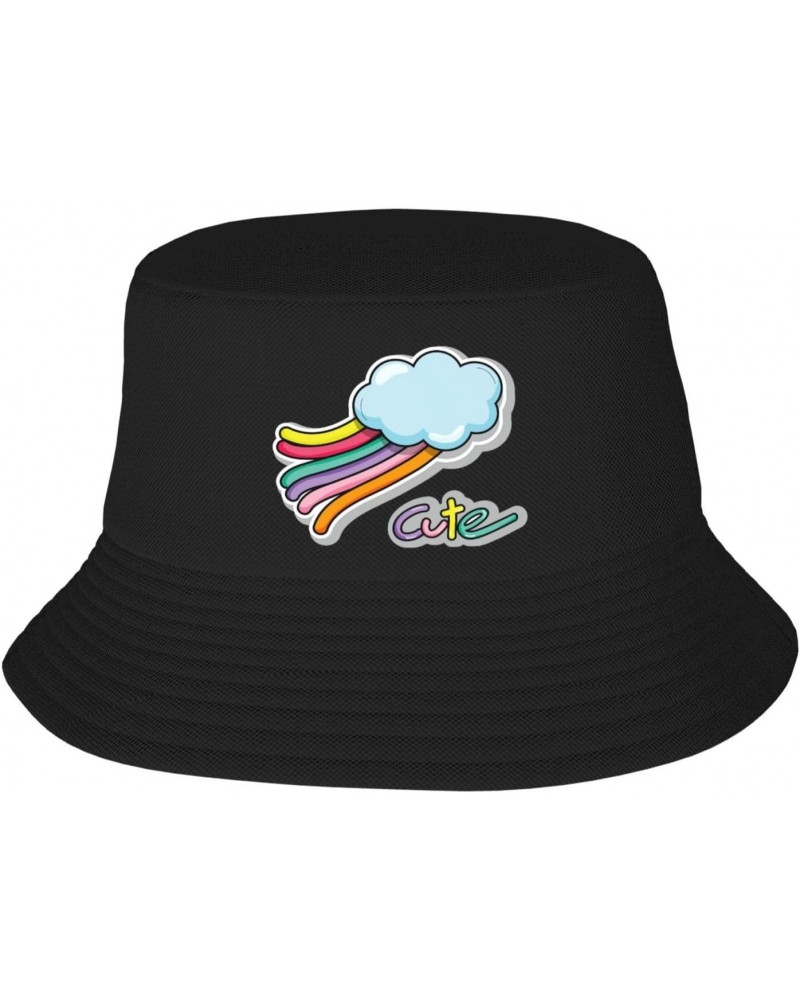 Lovely Clouds with Rainbow Bucket Hat for Women Men Bucket Hats Summer Sun Hats Beach Travel Fishing Golf Cap $12.91 Bucket Hats