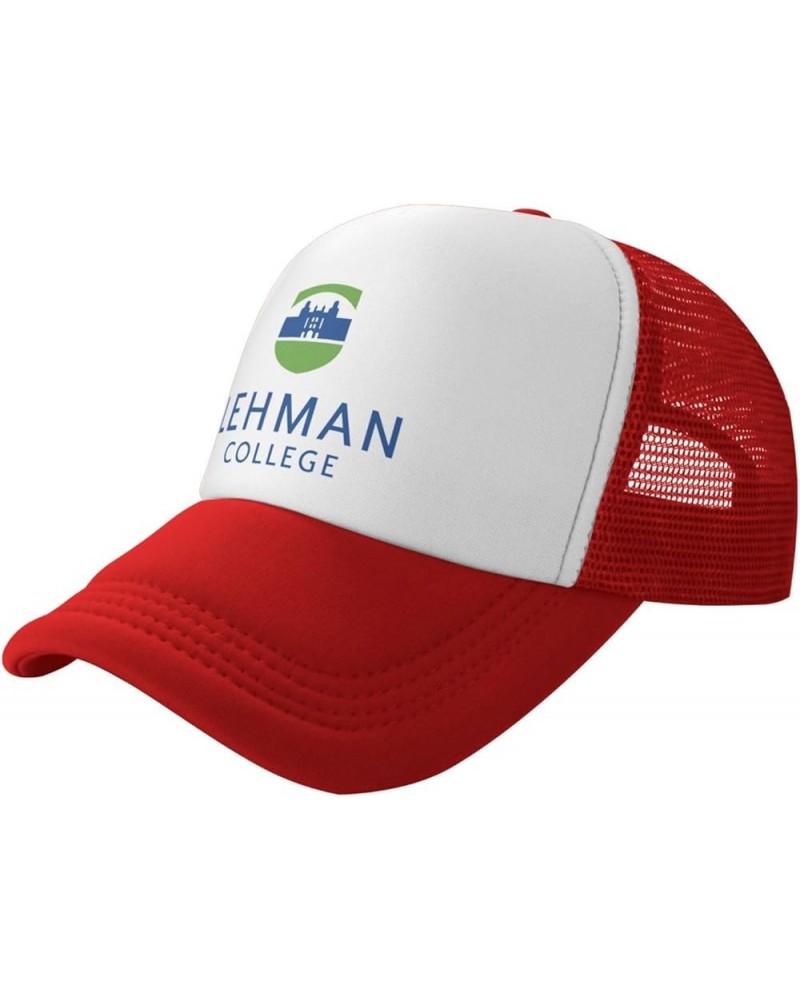 CUNY Lehman College Logo Trucker Hats for Both Men and Women - Mesh Baseball Snapback Hats Red $10.55 Baseball Caps