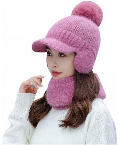 Stole My Hat Scarf Hat Flocking Thermal Cycling Warm Winter Scarf Hat Knitting Winter Scarf Hat Stretch Cap Hot Pink $10.40 S...