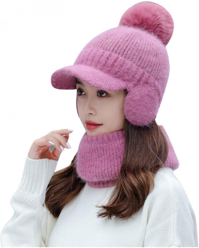 Stole My Hat Scarf Hat Flocking Thermal Cycling Warm Winter Scarf Hat Knitting Winter Scarf Hat Stretch Cap Hot Pink $10.40 S...