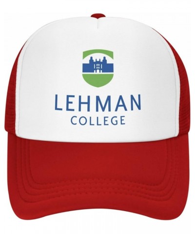 CUNY Lehman College Logo Trucker Hats for Both Men and Women - Mesh Baseball Snapback Hats Red $10.55 Baseball Caps