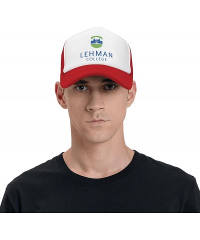 CUNY Lehman College Logo Trucker Hats for Both Men and Women - Mesh Baseball Snapback Hats Red $10.55 Baseball Caps