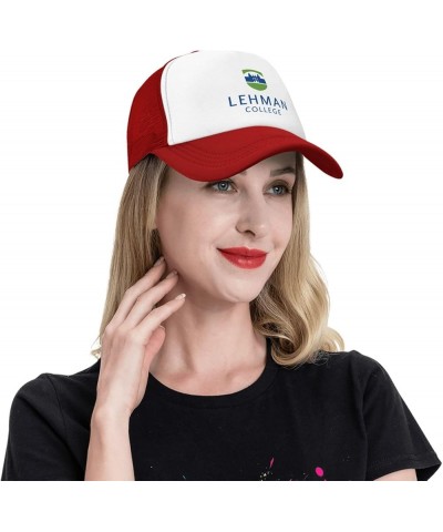 CUNY Lehman College Logo Trucker Hats for Both Men and Women - Mesh Baseball Snapback Hats Red $10.55 Baseball Caps