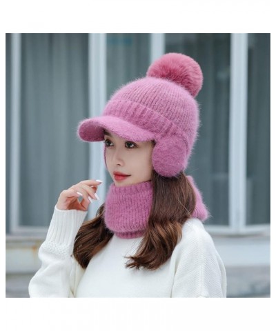 Stole My Hat Scarf Hat Flocking Thermal Cycling Warm Winter Scarf Hat Knitting Winter Scarf Hat Stretch Cap Hot Pink $10.40 S...