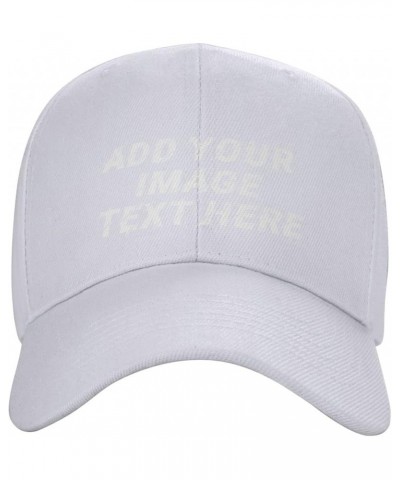 Custom Hats Your Design Here Add Your Name Text Logo Customized Made Baseball Hats White $7.22 Baseball Caps